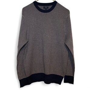 J. Crew Lightweight Gray/Navy/Burgundy Houndstooth 100% Cotton Crewneck